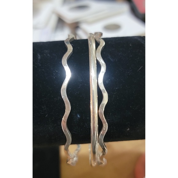 Vintage Taxco Mexico Sterling Silver  3-piece Bangle Bracelet, signed TA-141. - Picture 13 of 16